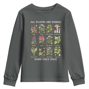 Vintage Botanical Poison Chart Graphic Youth Sweatshirt All Plants Are Edible Some Only Once TS02 Dark Heather Print Your Wear