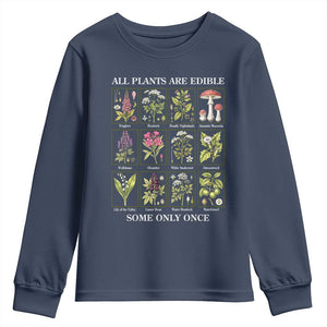 Vintage Botanical Poison Chart Graphic Youth Sweatshirt All Plants Are Edible Some Only Once TS02 Navy Print Your Wear