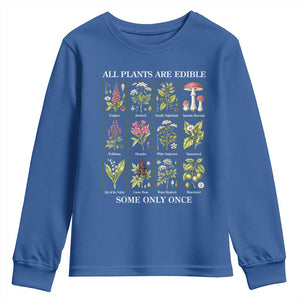 Vintage Botanical Poison Chart Graphic Youth Sweatshirt All Plants Are Edible Some Only Once TS02 Royal Blue Print Your Wear