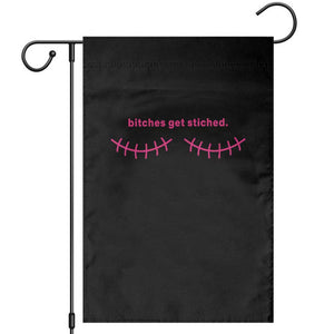 Funny Mastectomy Reconstruction Surgery Garden Flag Bitches Get Stitches Breast Cancer Awareness
