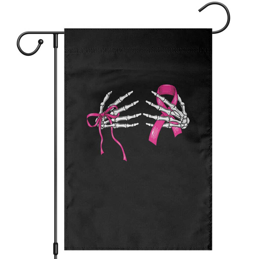 Skeleton Hands Pink Ribbon Bra Breast Cancer Fighter Garden Flag Funny Halloween Spooky Pink Warrior