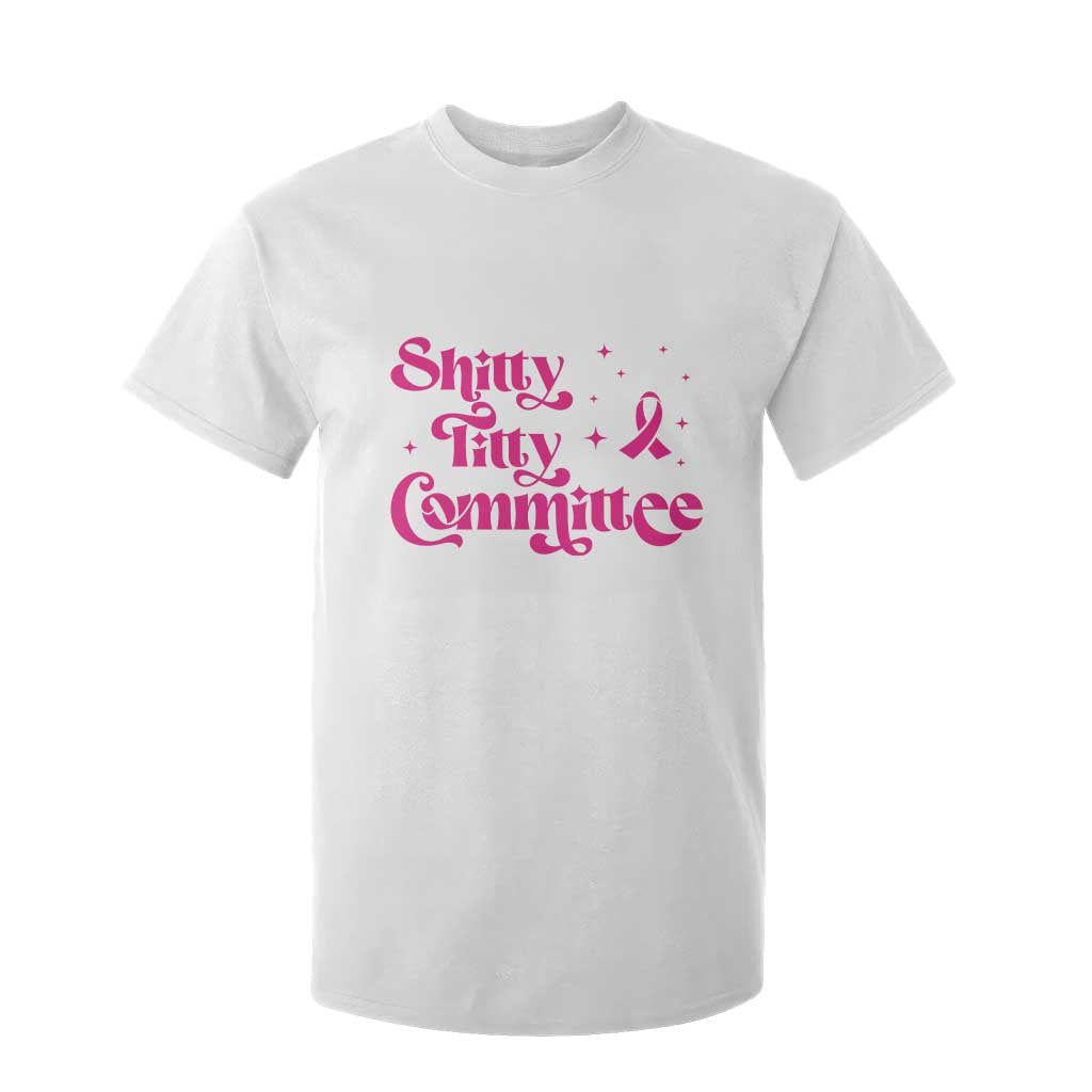 Shitty Titty Committee Retro Pink Ribbon T Shirt For Kid Funny Breast Cancer Awareness Mastectomy Survivor