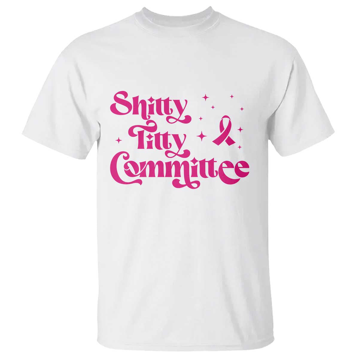 Shitty Titty Committee Retro Pink Ribbon T Shirt Funny Breast Cancer Awareness Mastectomy Survivor