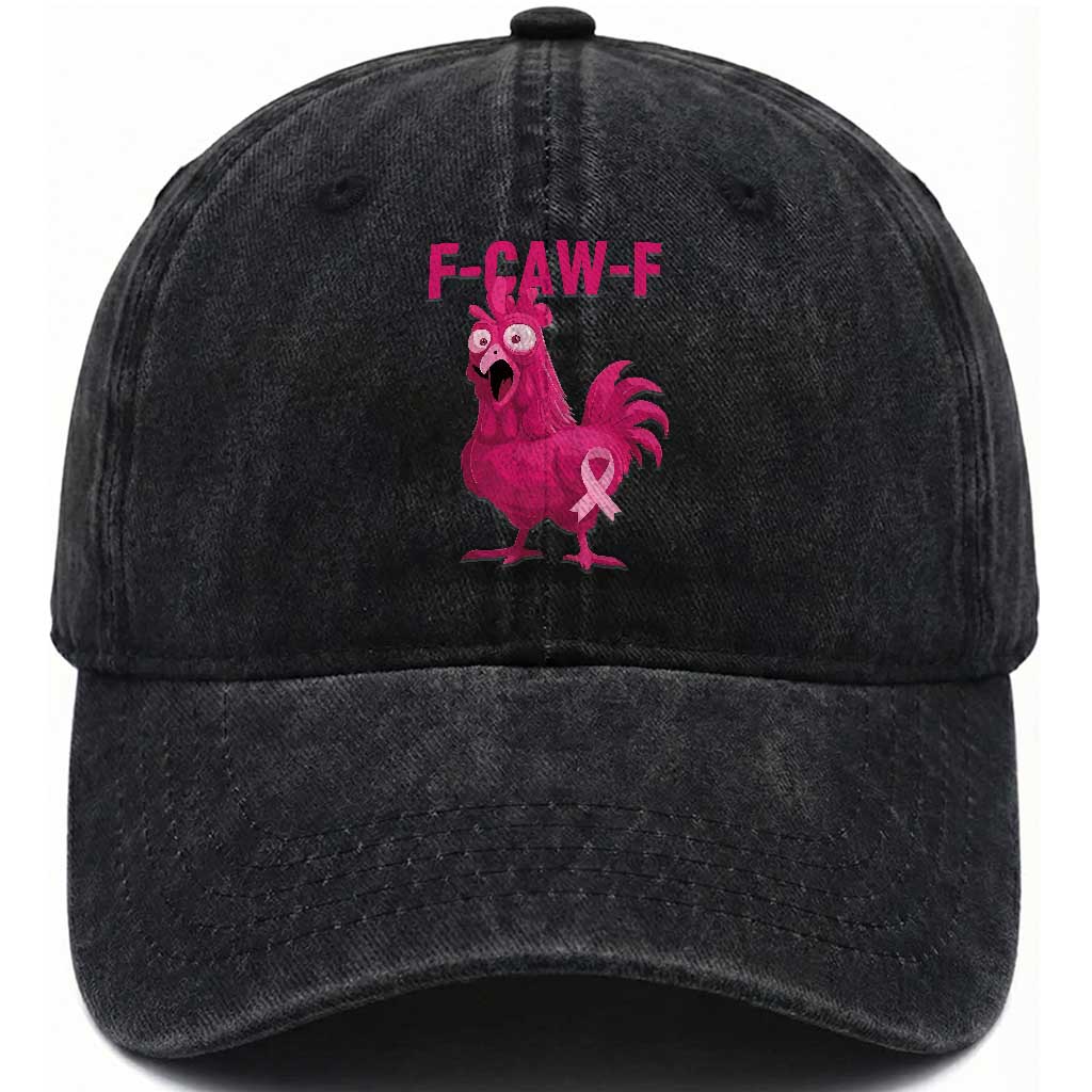 Fcawf Pink Chicken Ribbon Funny Breast Cancer Awareness Washed Cotton Baseball Cap Sarcastic Survivor Humor