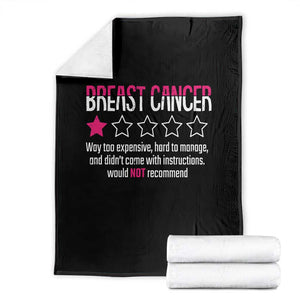 Funny Breast Cancer One Star Review Throw Blanket Would Not Recommend Breast Cancer Warrior TS02 Black Print Your Wear