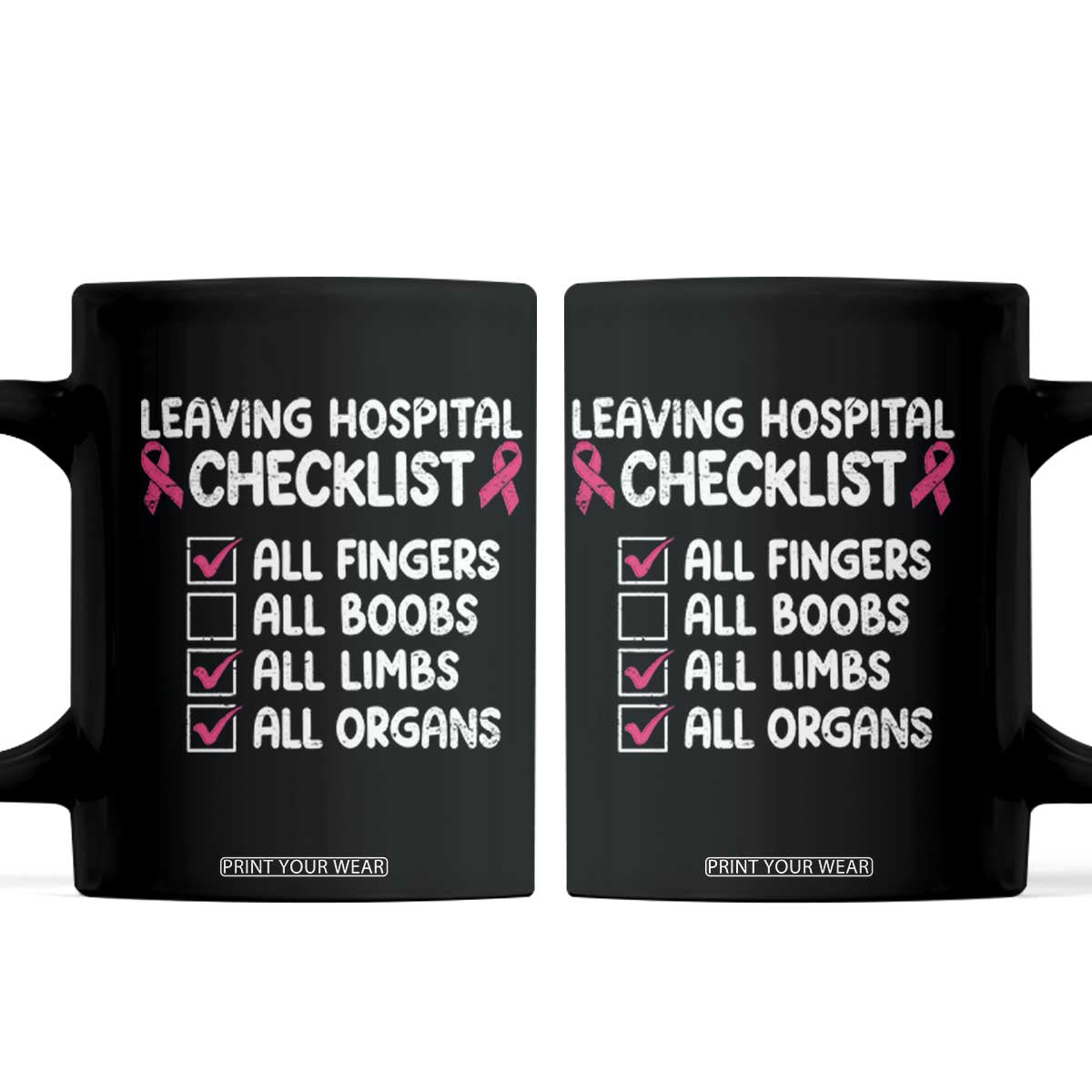 Leaving Hospital Checklist Funny Mastectomy Surgery Coffee Mug Breast Cancer Awareness Survivor Humor
