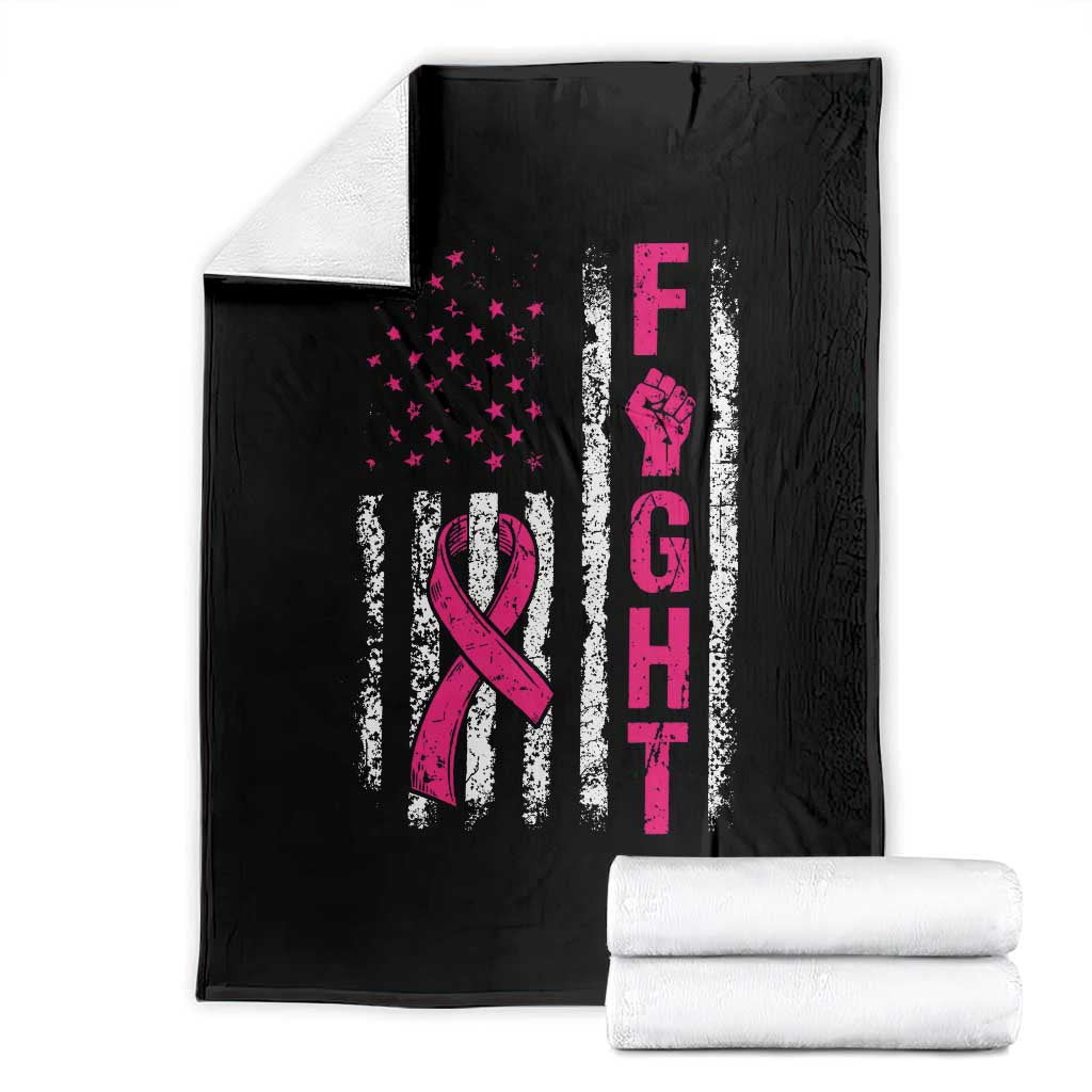 Fight Breast Cancer Awareness Pink Ribbon American Flag Graphic Throw Blanket