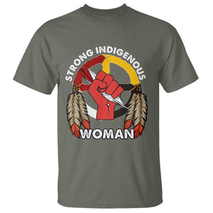 Native American T Shirt Strong Indigenous Woman American Indians Native Pride TS02 Military Green Printyourwear