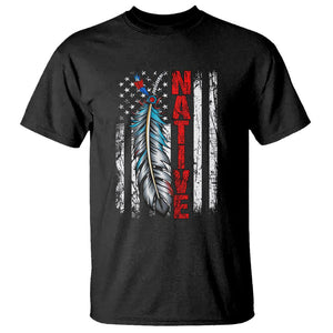 Native American T Shirt Indigenous American Indian Feather US Flag TS02 Black Printyourwear