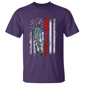 Native American T Shirt Indigenous American Indian Feather US Flag TS02 Purple Printyourwear