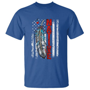 Native American T Shirt Indigenous American Indian Feather US Flag TS02 Royal Blue Printyourwear