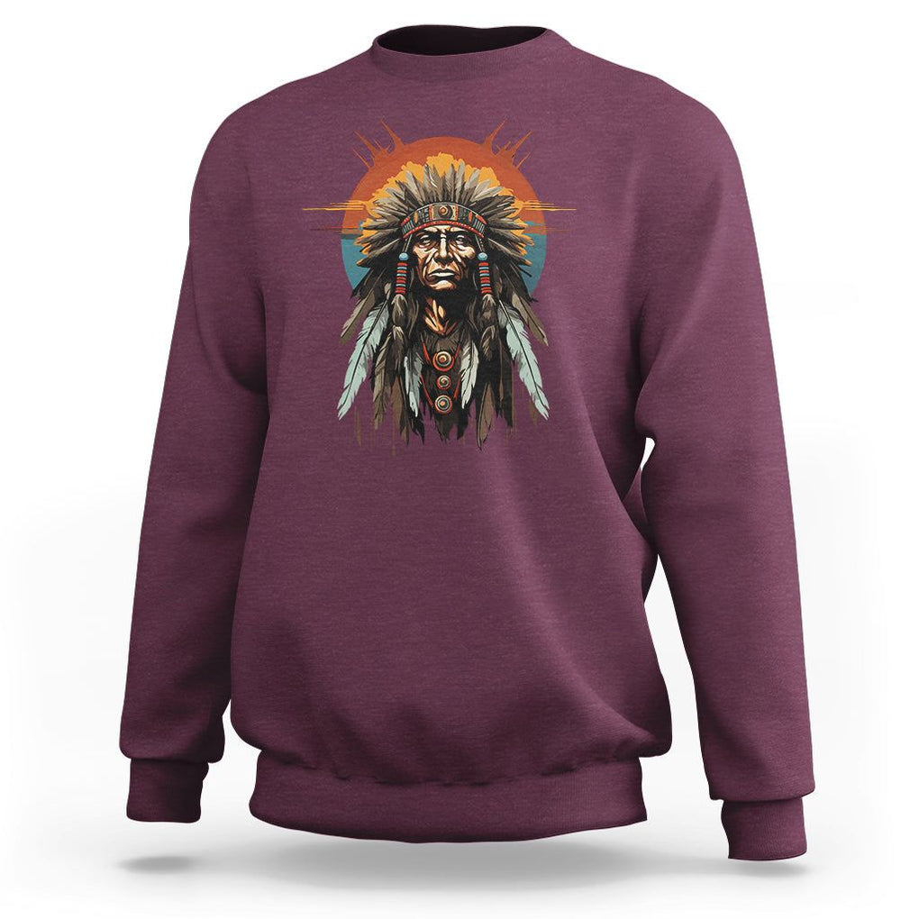 Native American Sweatshirt Indigenous American Indians Chief Pride TS02 Maroon Printyourwear
