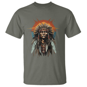 Native American T Shirt Indigenous American Indians Chief Pride TS02 Military Green Printyourwear