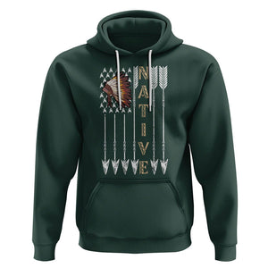 Native American Hoodie Indigenous American Indian Feather Headdress TS02 Dark Forest Green Printyourwear