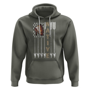 Native American Hoodie Indigenous American Indian Feather Headdress TS02 Military Green Printyourwear