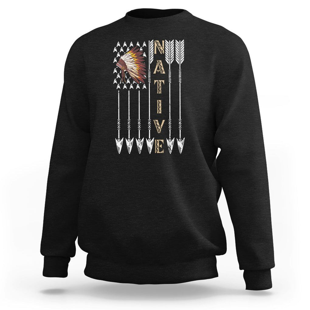 Native American Sweatshirt Indigenous American Indian Feather Headdress TS02 Black Printyourwear