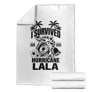 I Survived Hurricane Lala August 2026 Throw Blanket Hawaiian Islands Tropical Storm Survivor