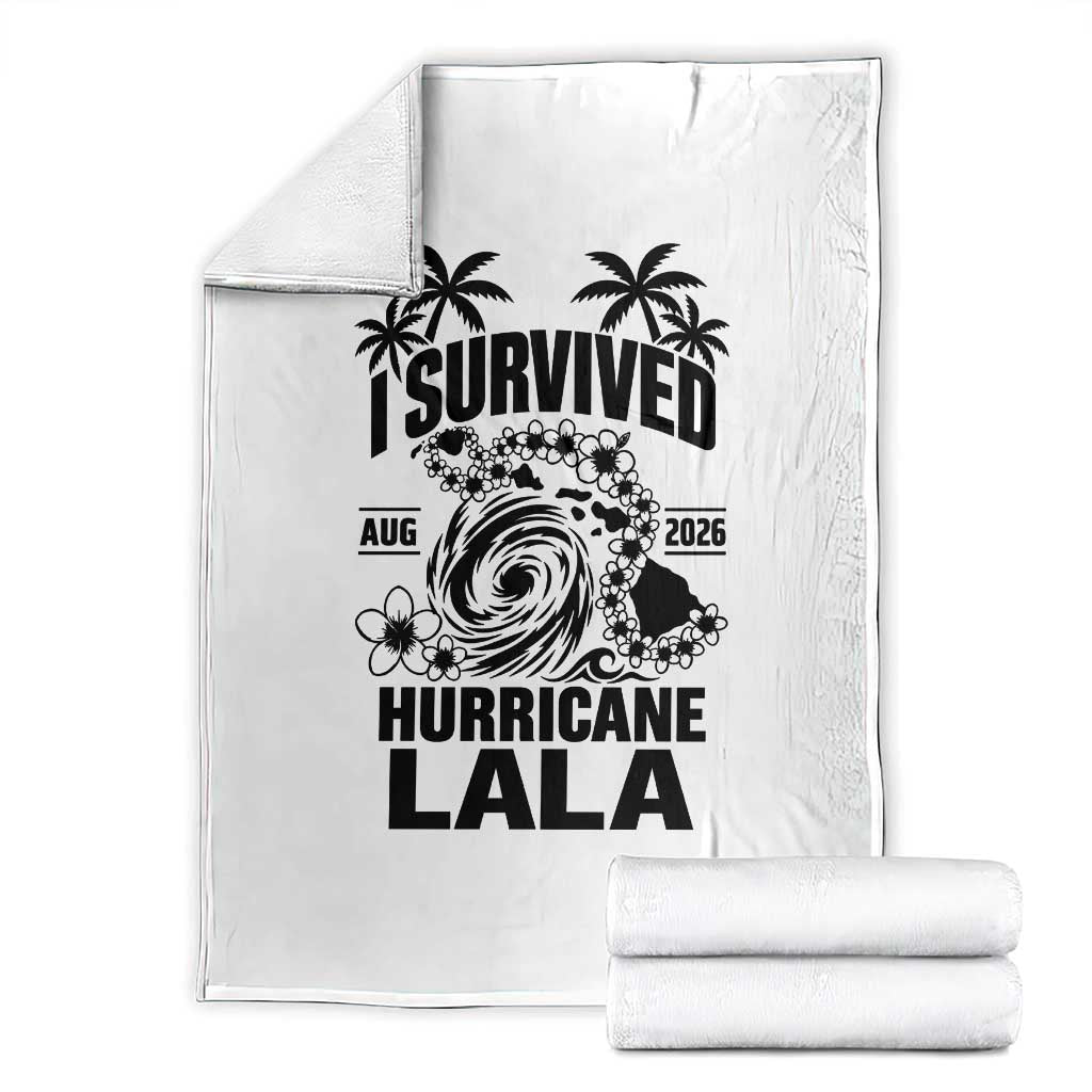 I Survived Hurricane Lala August 2026 Throw Blanket Hawaiian Islands Tropical Storm Survivor