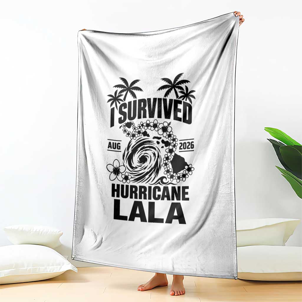 I Survived Hurricane Lala August 2026 Throw Blanket Hawaiian Islands Tropical Storm Survivor