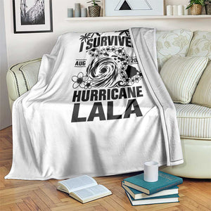 I Survived Hurricane Lala August 2026 Throw Blanket Hawaiian Islands Tropical Storm Survivor