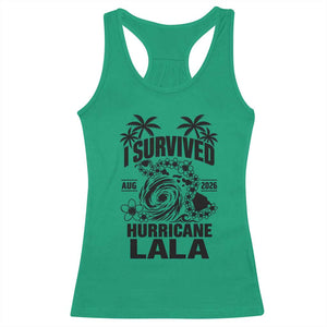 I Survived Hurricane Lala August 2026 Racerback Tank Top Hawaiian Islands Tropical Storm Survivor