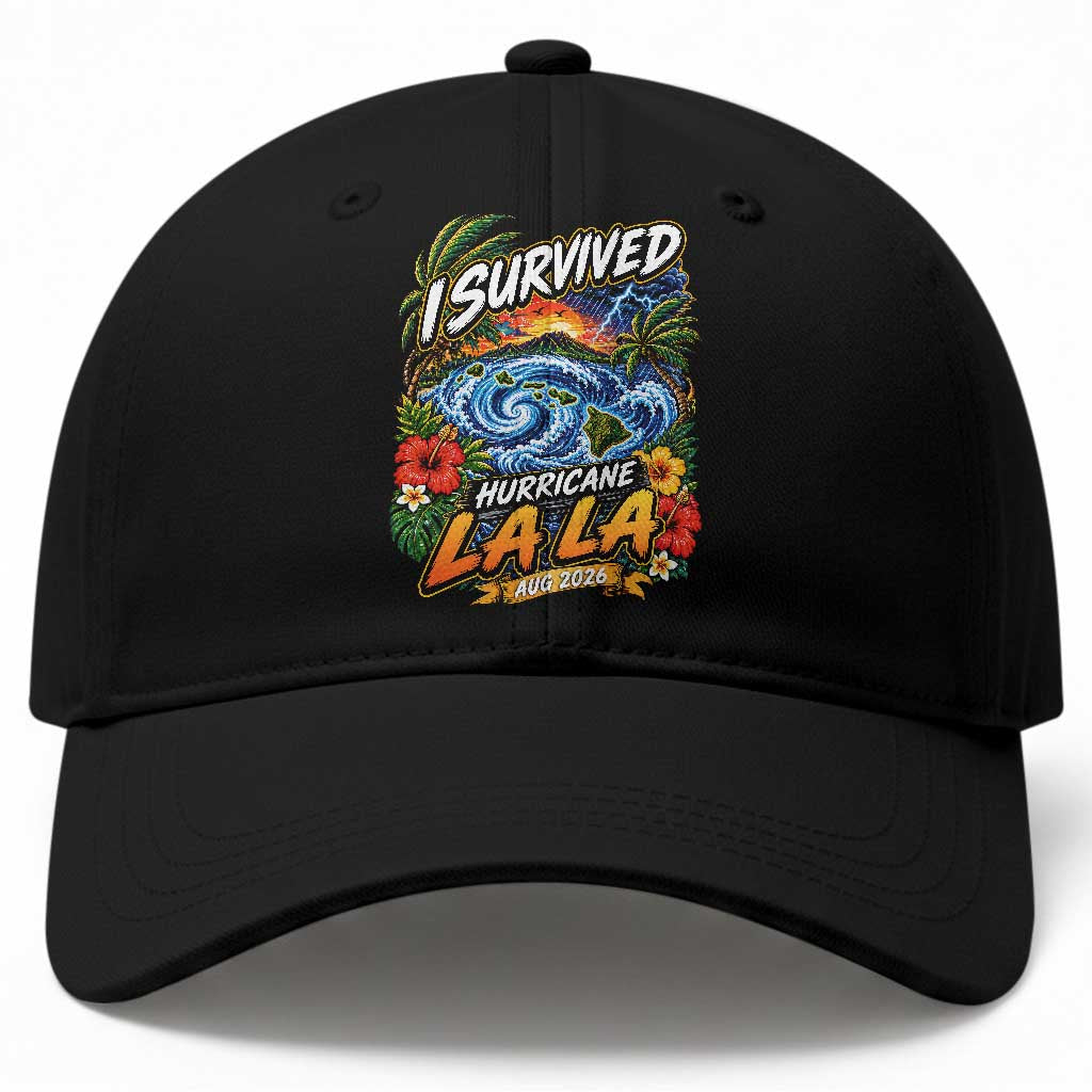 I Survived Hurricane Lala August 2026 Baseball Cap Hawaiian Islands Tropical Storm Survivor Vintage