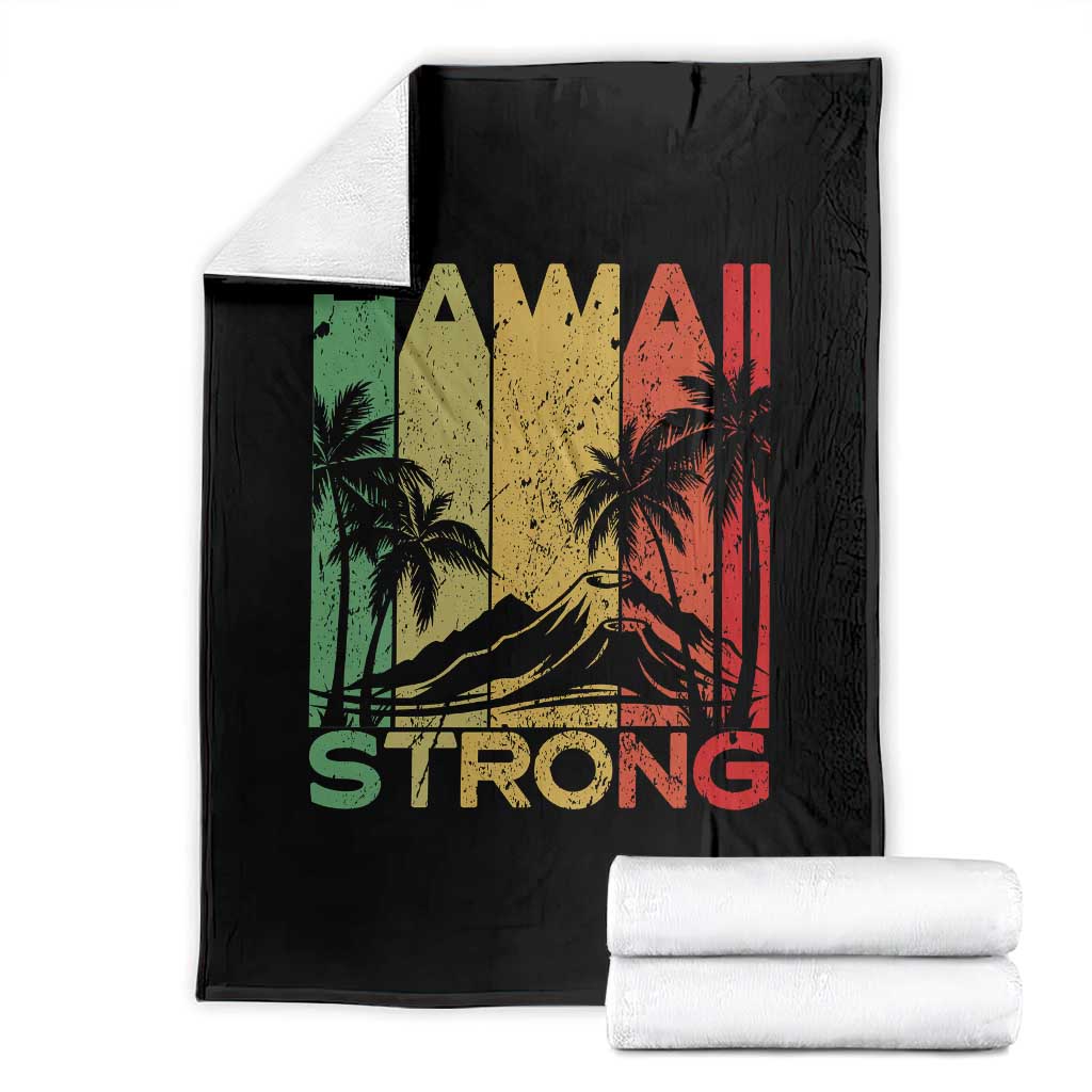 Vintage Retro Hawaii Strong Throw Blanket Tropical Volcano Hawaiian Islands Pride Support