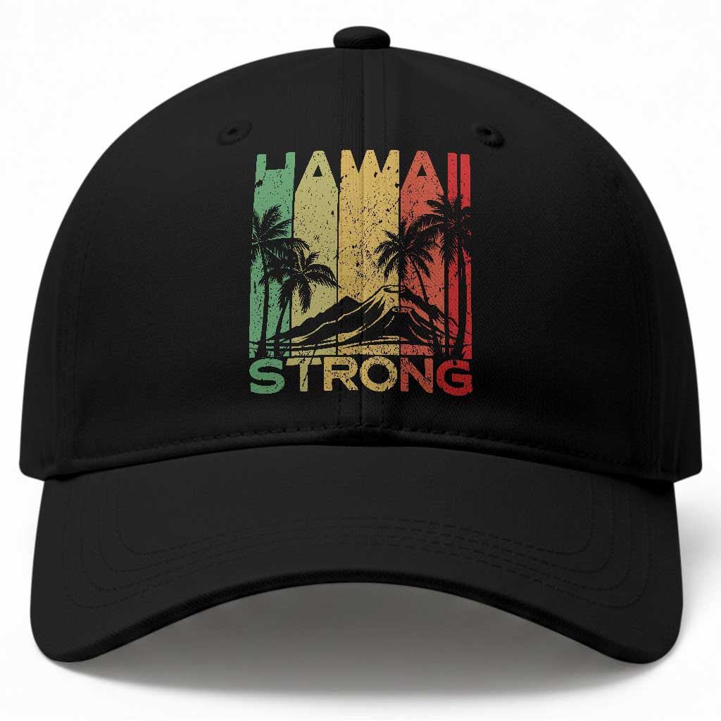 Vintage Retro Hawaii Strong Baseball Cap Tropical Volcano Hawaiian Islands Pride Support