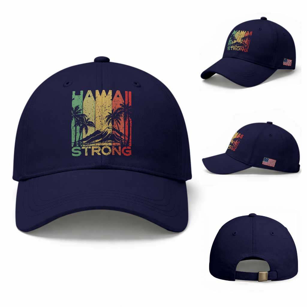 Vintage Retro Hawaii Strong Baseball Cap Tropical Volcano Hawaiian Islands Pride Support