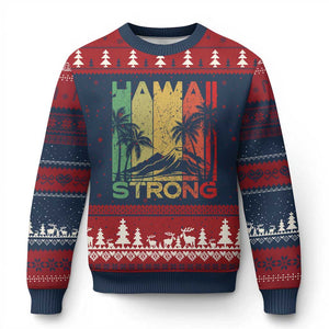 Vintage Retro Hawaii Strong Ugly Christmas Sweater Tropical Volcano Hawaiian Islands Pride Support