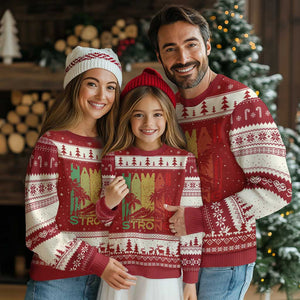 Vintage Retro Hawaii Strong Ugly Christmas Sweater Tropical Volcano Hawaiian Islands Pride Support