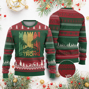 Vintage Retro Hawaii Strong Ugly Christmas Sweater Tropical Volcano Hawaiian Islands Pride Support