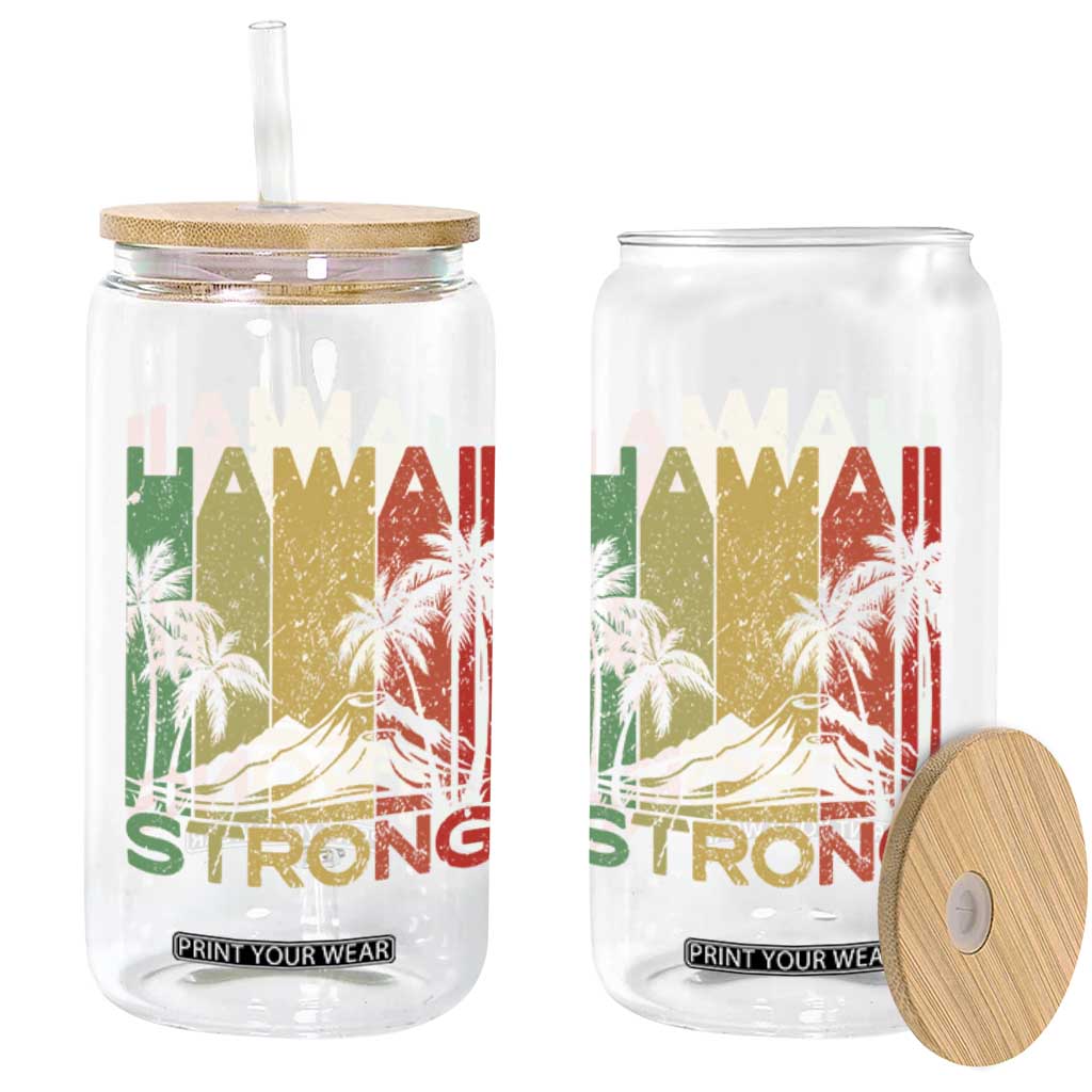 Vintage Retro Hawaii Strong Glass Can Tropical Volcano Hawaiian Islands Pride Support