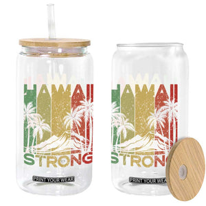 Vintage Retro Hawaii Strong Glass Can Tropical Volcano Hawaiian Islands Pride Support