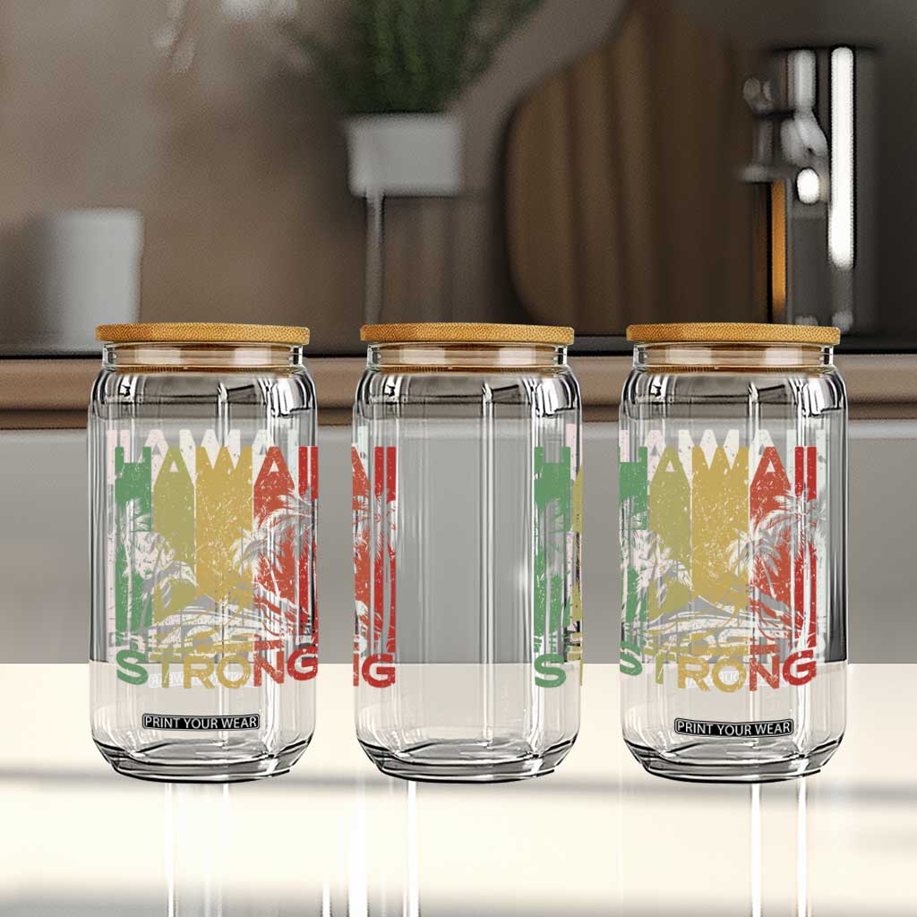 Vintage Retro Hawaii Strong Glass Can Tropical Volcano Hawaiian Islands Pride Support