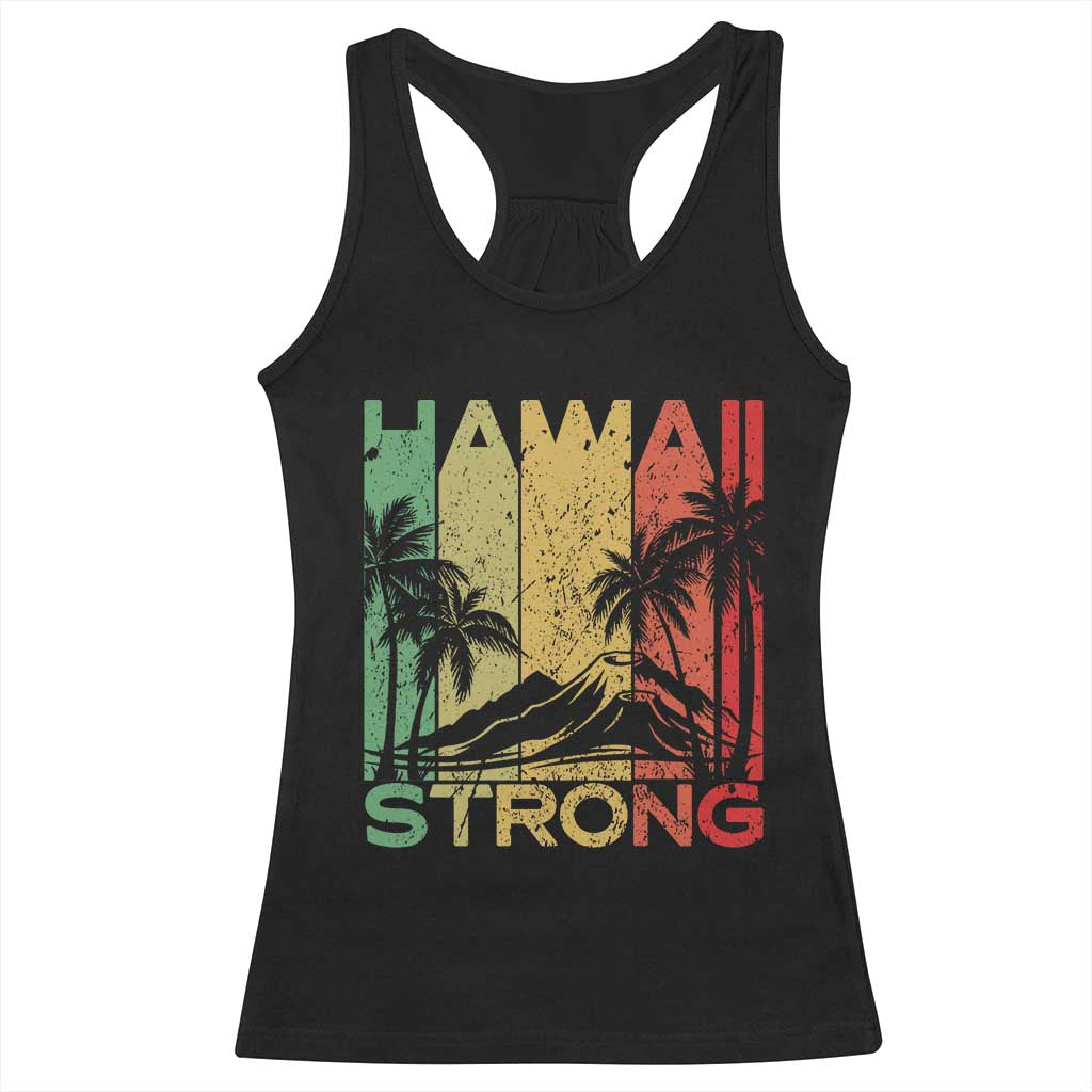 Vintage Retro Hawaii Strong Racerback Tank Top Tropical Volcano Hawaiian Islands Pride Support