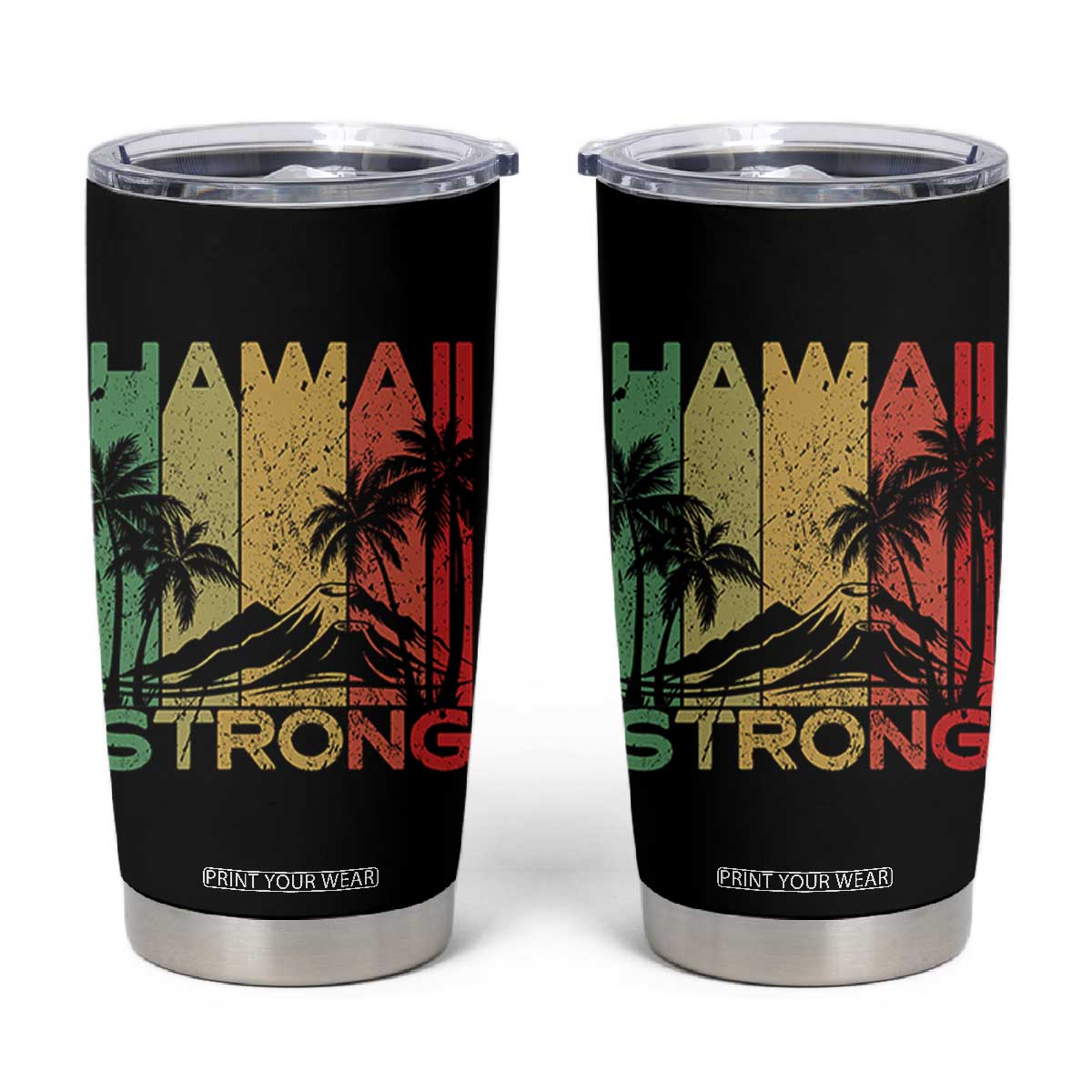 Vintage Retro Hawaii Strong Tumbler Cup Tropical Volcano Hawaiian Islands Pride Support