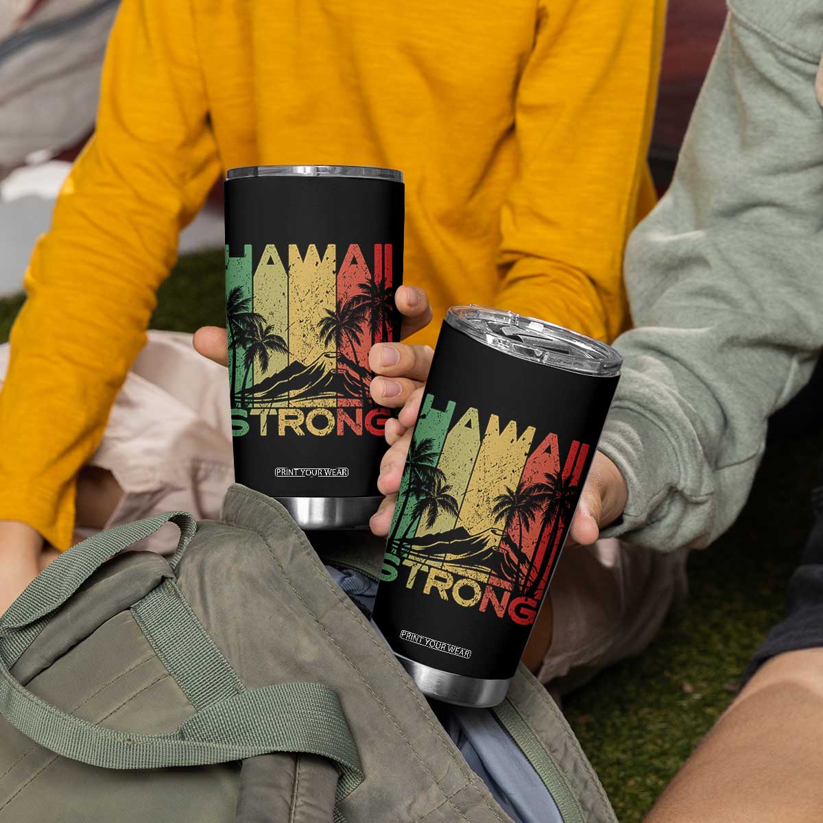 Vintage Retro Hawaii Strong Tumbler Cup Tropical Volcano Hawaiian Islands Pride Support