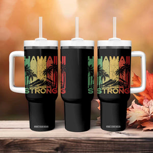 Vintage Retro Hawaii Strong Tumbler With Handle Tropical Volcano Hawaiian Islands Pride Support