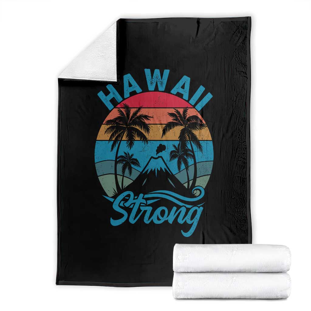 Vintage Hawaii Strong Retro Sunset Tropical Throw Blanket Volcano Hawaiian Islands Pride Support