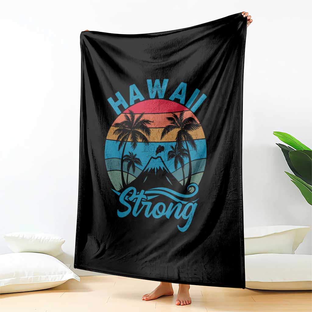 Vintage Hawaii Strong Retro Sunset Tropical Throw Blanket Volcano Hawaiian Islands Pride Support