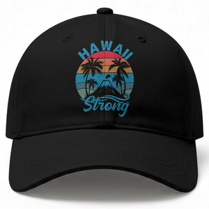 Vintage Hawaii Strong Retro Sunset Tropical Baseball Cap Volcano Hawaiian Islands Pride Support