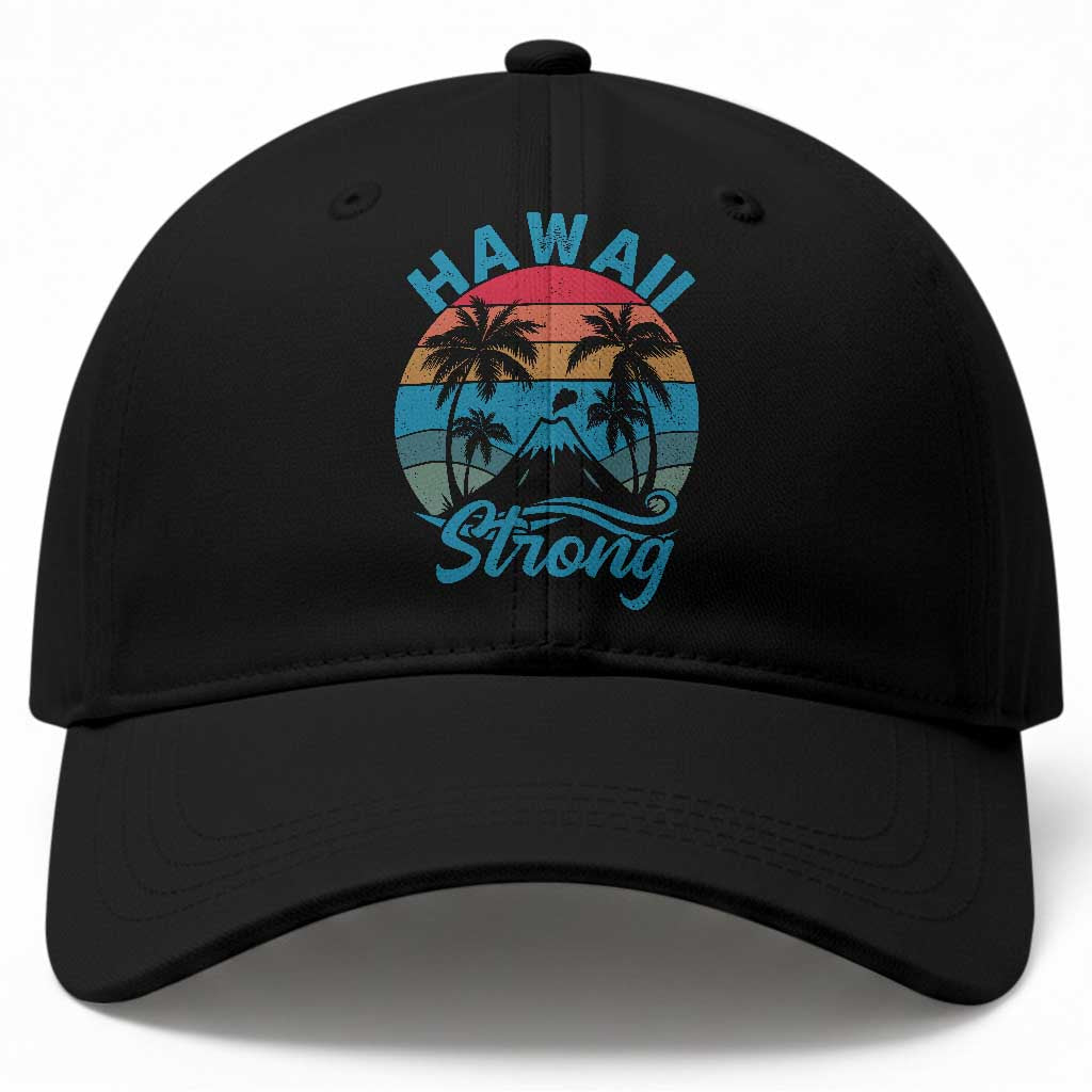 Vintage Hawaii Strong Retro Sunset Tropical Baseball Cap Volcano Hawaiian Islands Pride Support