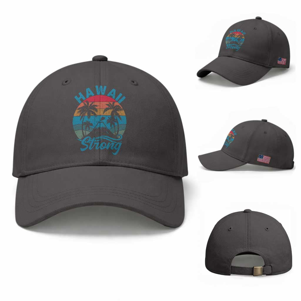 Vintage Hawaii Strong Retro Sunset Tropical Baseball Cap Volcano Hawaiian Islands Pride Support