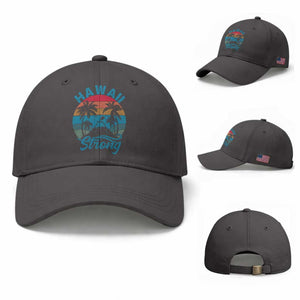 Vintage Hawaii Strong Retro Sunset Tropical Baseball Cap Volcano Hawaiian Islands Pride Support
