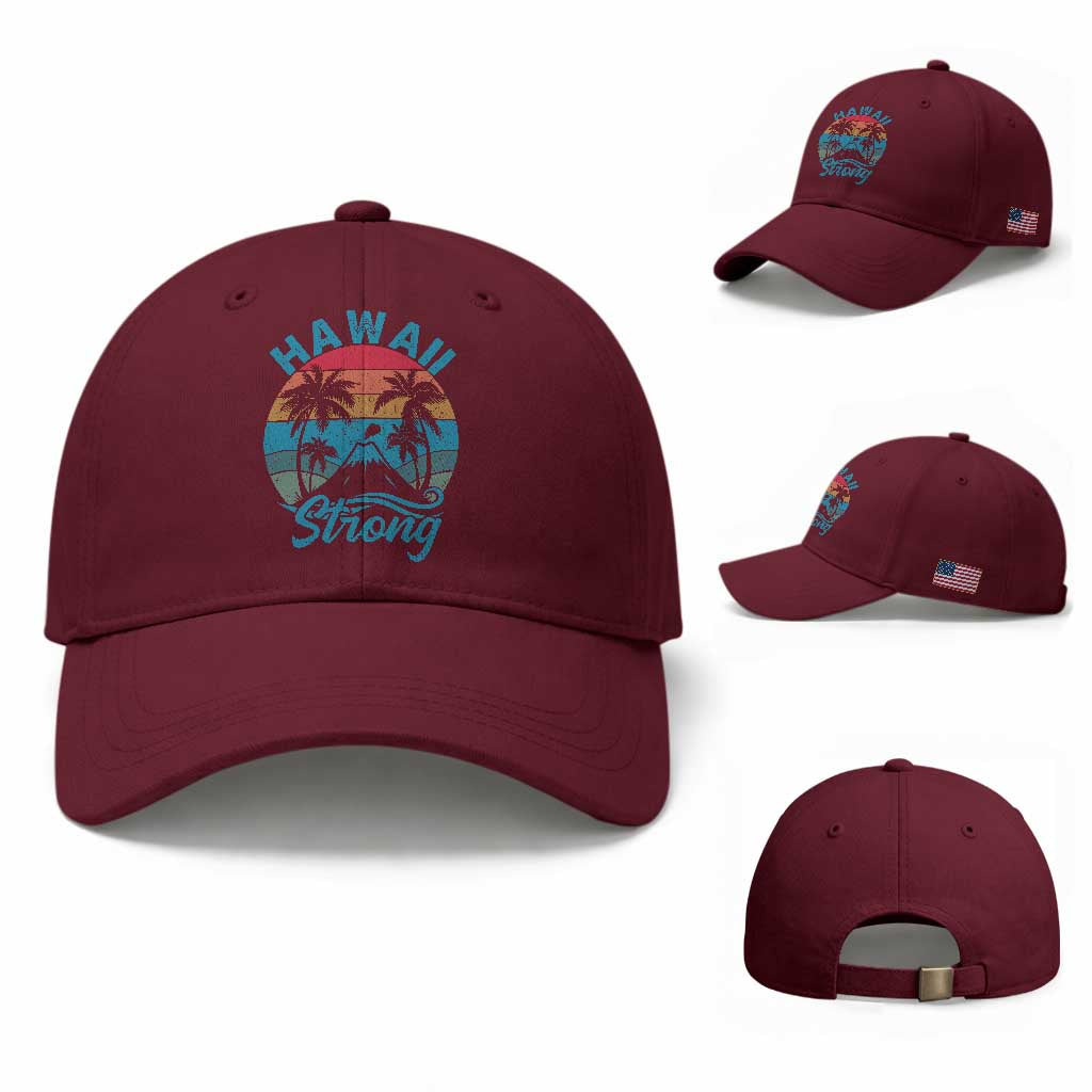 Vintage Hawaii Strong Retro Sunset Tropical Baseball Cap Volcano Hawaiian Islands Pride Support