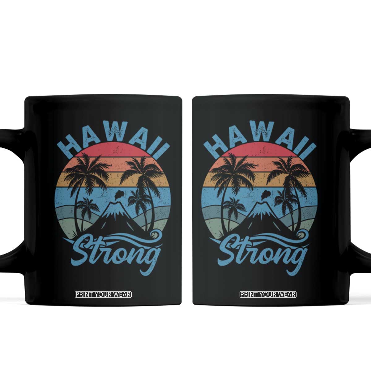 Vintage Hawaii Strong Retro Sunset Tropical Coffee Mug Volcano Hawaiian Islands Pride Support