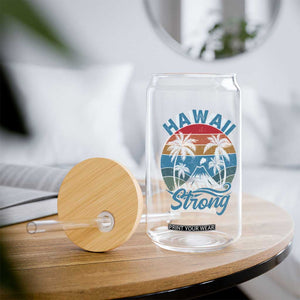 Vintage Hawaii Strong Retro Sunset Tropical Glass Can Volcano Hawaiian Islands Pride Support