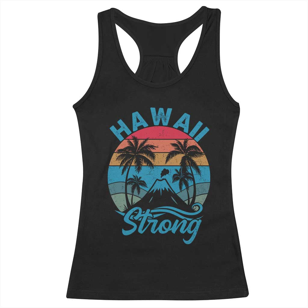 Vintage Hawaii Strong Retro Sunset Tropical Racerback Tank Top Volcano Hawaiian Islands Pride Support