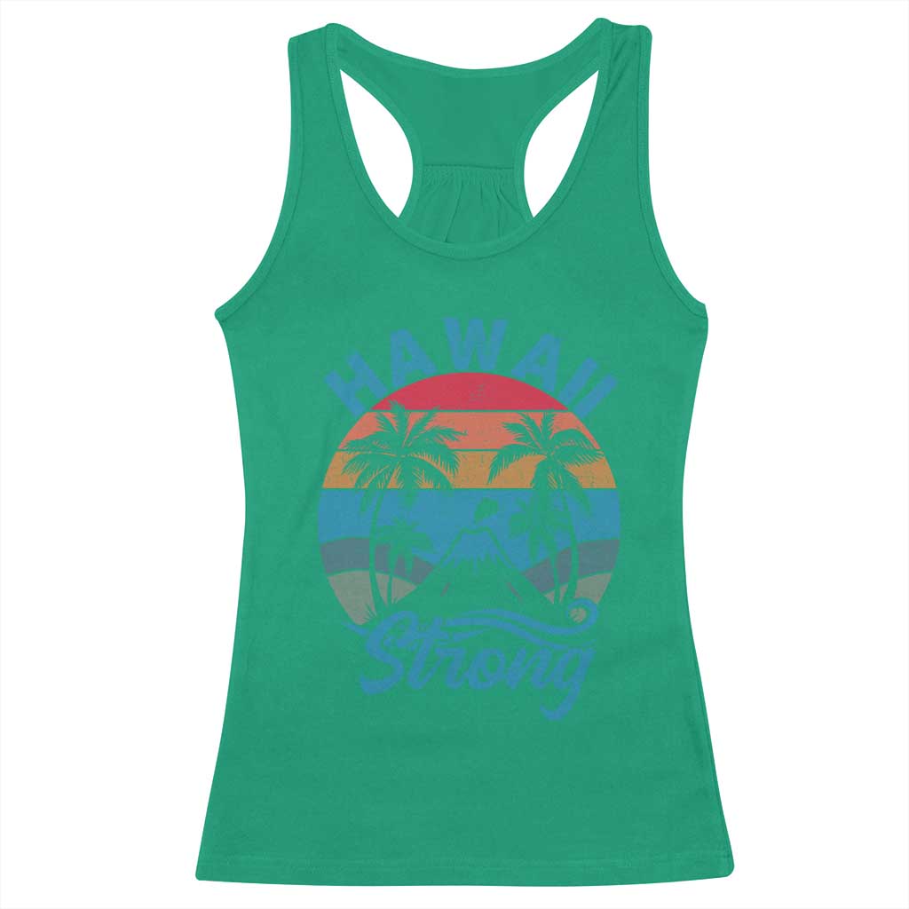 Vintage Hawaii Strong Retro Sunset Tropical Racerback Tank Top Volcano Hawaiian Islands Pride Support